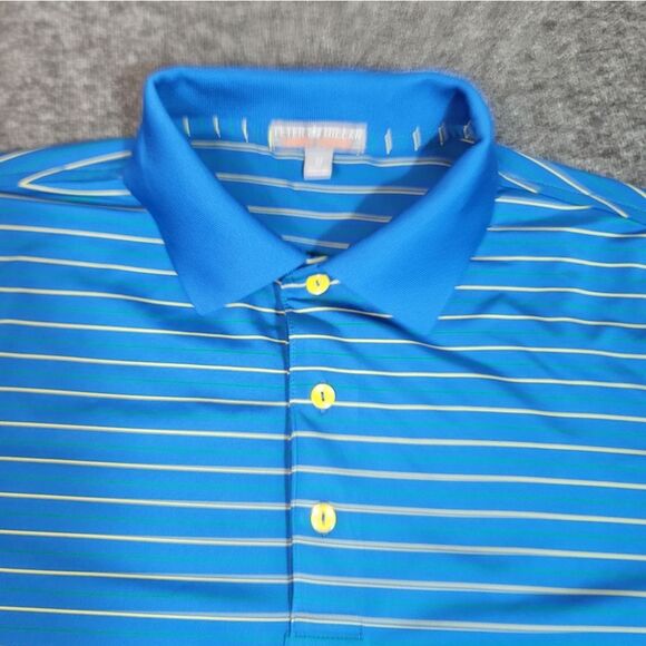 Peter Millar Summer Comfort Mens Golf Polo Shirt Size M Blue Striped - Picture 4 of 10